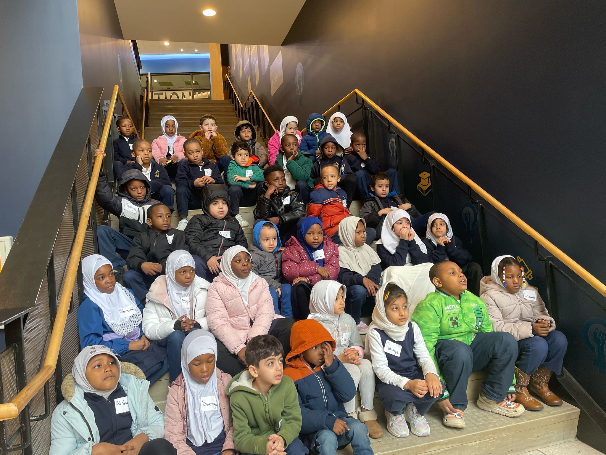 Students sitting on stairs